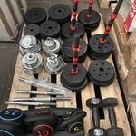 Pallet halterschijven, kettlebells en dumbbells